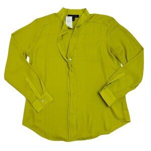 Banana Republic Women's Size S Petit Sunny Day Green Tie Button Front Blouse NWT